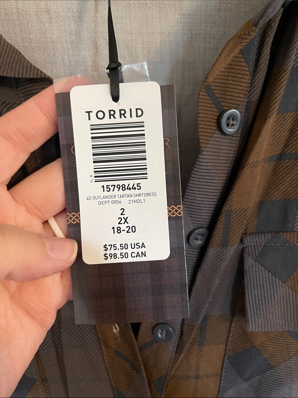 NWT Torrid Tartan Plaid Outlander Shirt Dress 2x - Picture 3 of 9